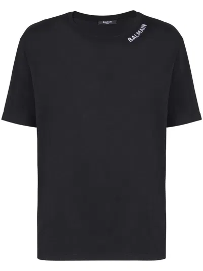 Shop Balmain Embroidered T-shirt Clothing In Black