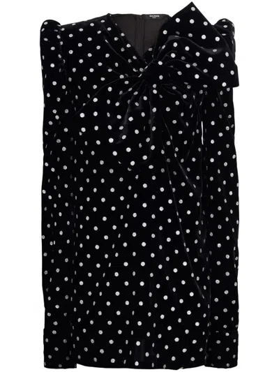 Shop Balmain Maxi Bow Glitter Dots Clothing In Black