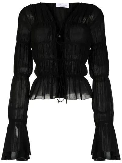 Shop Blumarine Blouse With Ruffle Clothing In Black