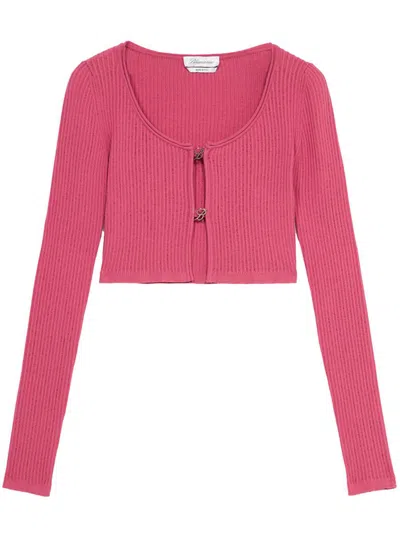Shop Blumarine Cardigan Sweater Clothing In Pink & Purple