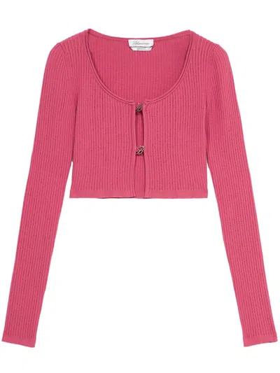 Blumarine Maglia Crop In Pink & Purple
