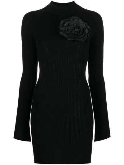 Shop Blumarine Knit +flower Dress Clothing In Black