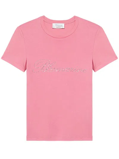 Shop Blumarine Logo T-shirt Clothing In Pink & Purple