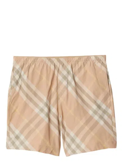 Shop Burberry Check Beach Boxer Shorts Clothing In Nude & Neutrals