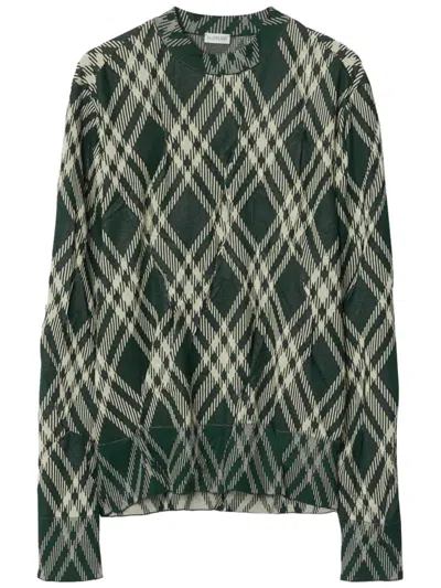 Burberry Check Pullover In Green