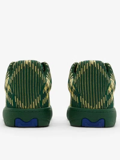 Shop Burberry Knitted Sneakers Shoes In Green