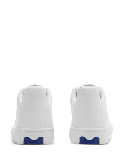 Shop Burberry Leather Sneakers Shoes In White