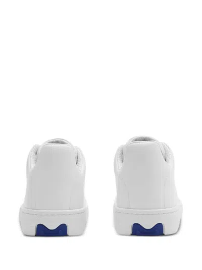 Shop Burberry Leather Sneakers Shoes In White