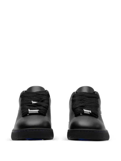 Shop Burberry Leather Sneakers Shoes In Black