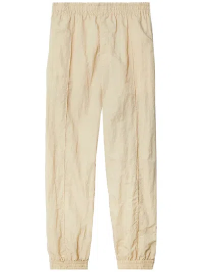 Burberry Crinkled Wide-leg Track Pants In Nude & Neutrals