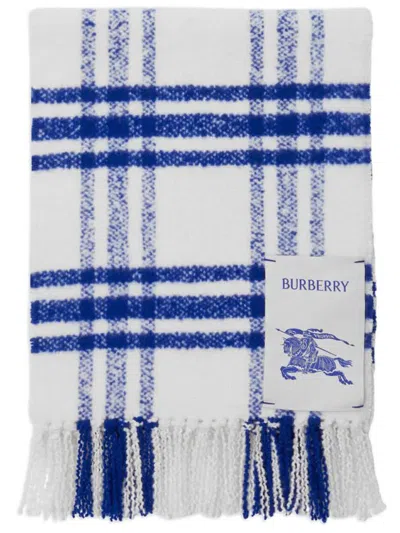 Shop Burberry Wool Scarf Accessories In Blue