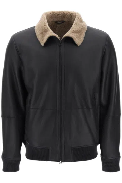 Shop Closed Shearling Bomber Jacket In Brown