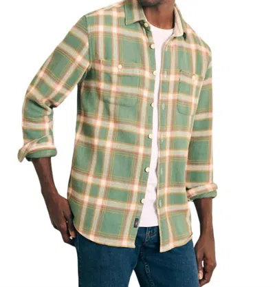 Shop Faherty The Surf Flannel Shirt In Cedar Valley Plaid In Green