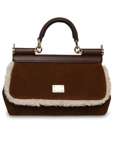 Shop Dolce & Gabbana Sicily Small Handbag In Brown Calf Leather Blend