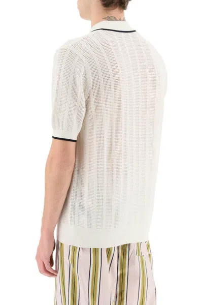 Shop Dries Van Noten Openwork Knit Polo Shirt In White