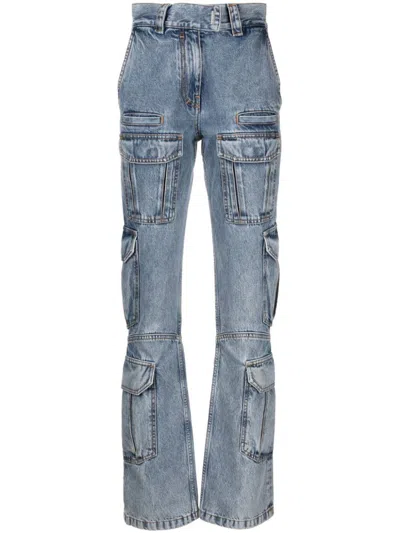 Shop Givenchy Cargo Denim Cotton Jeans In Clear Blue