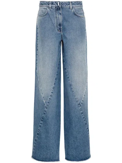 Shop Givenchy Wide Leg Denim Jeans In Clear Blue