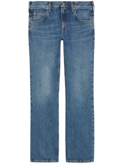 Shop Gucci Horsebit Denim Jeans In Blue