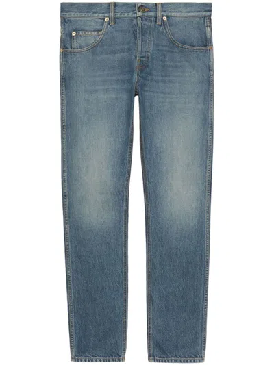 Shop Gucci Organic Cotton Denim Jeans In Blue