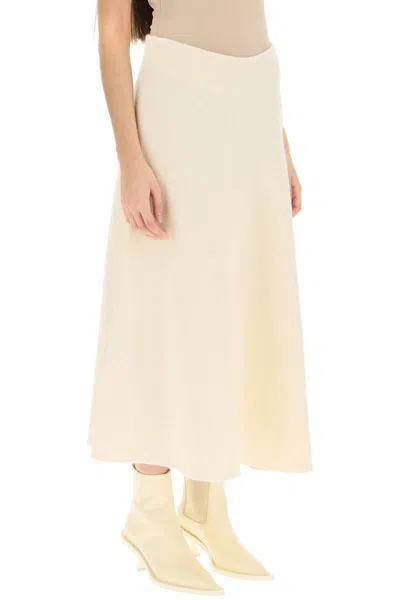 Shop Jil Sander Wool Midi Skirt In White