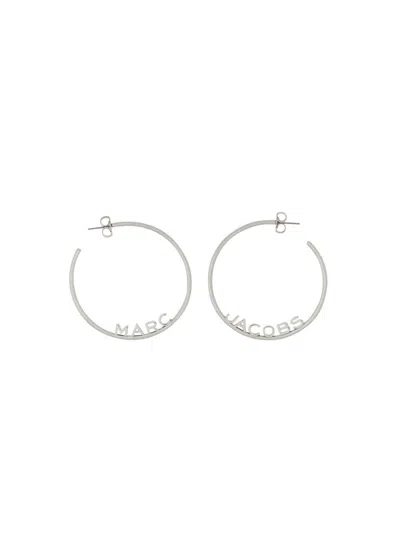 Shop Marc Jacobs "monogram" Hoop Earrings In Silver