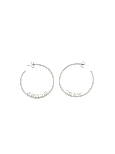 Shop Marc Jacobs "monogram" Hoop Earrings In Silver