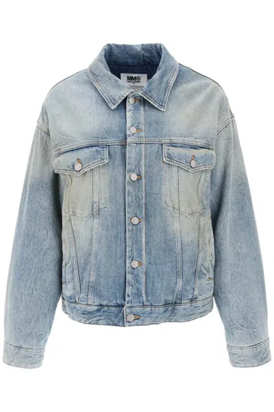 Shop Mm6 Maison Margiela Padded Denim Jacket In Blue