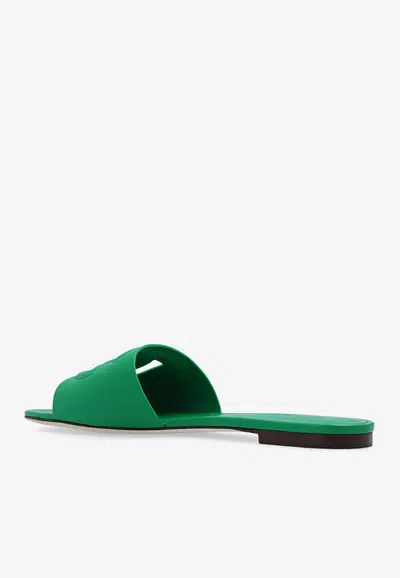 Shop Dolce & Gabbana Bianca Dg Logo Flat Sandals In Green