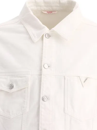 Shop Valentino Denim Jacket With Rubberised V Detail