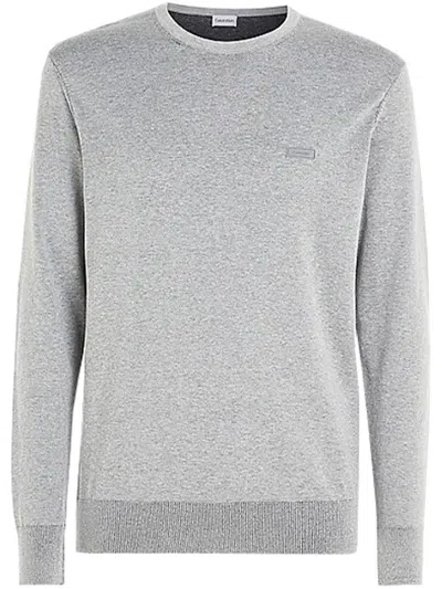 Shop Calvin Klein Cotton Silk Blend Cn Sweater Clothing In Grey