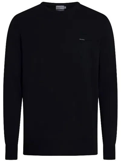 Shop Calvin Klein Cotton Silk Blend Cn Sweater Clothing In Black