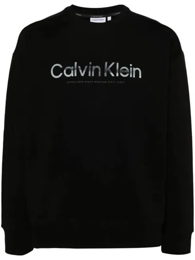 Shop Calvin Klein Diffused Logo Sweatshirt Clothing In Black