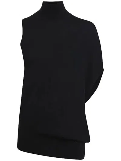 Shop Calvin Klein Extra Fine Wool Gathered Sweater Clothing In Black