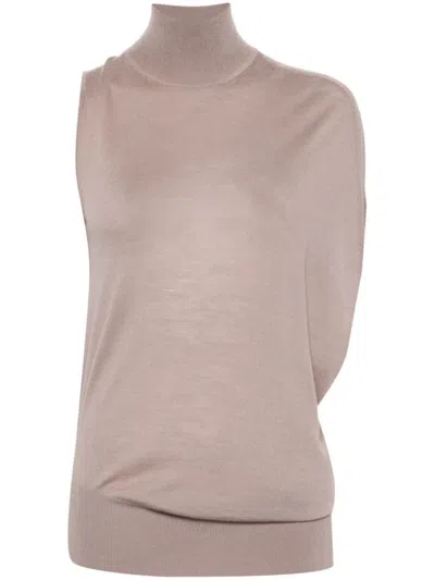 Shop Calvin Klein Extra Fine Wool Gathered Sweater Clothing In Nude & Neutrals