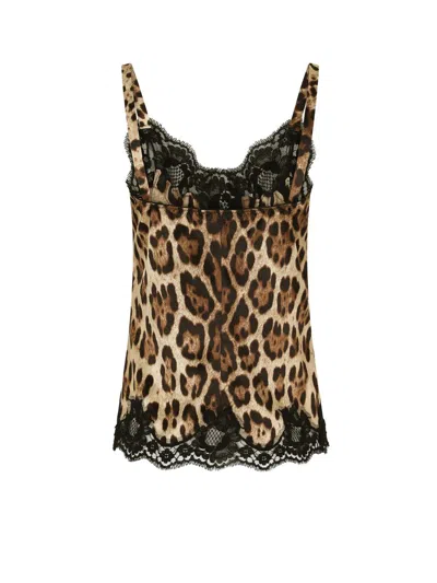 Shop Dolce & Gabbana Top In Natural Print