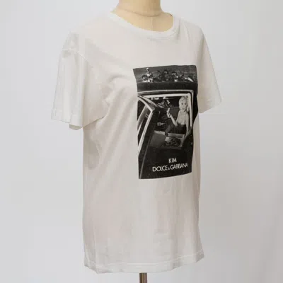 Pre-owned Dolce & Gabbana White "ciao Kim" Pizza Print Cotton T-shirt