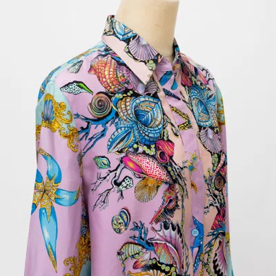 Pre-owned Versace Trésor De La Mer Print Silk Twill Shirt
