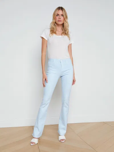 Shop L Agence Selma Coated Bootcut Jean In Ice Water/white Contrast Coated