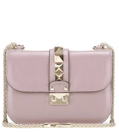 Valentino Lock Small Leather Shoulder Bag In Dark Mauve