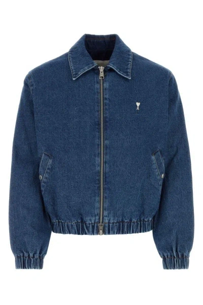 Shop Ami Alexandre Mattiussi Ami Man Blue Denim Jacket