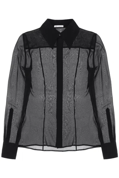 Shop Ami Alexandre Mattiussi Ami Alexandre Matiussi Semi-transparent Silk Shirt Women In Black