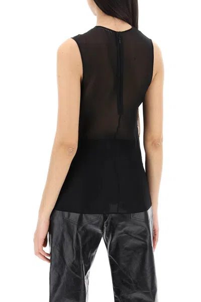 Shop Ami Alexandre Mattiussi Ami Alexandre Matiussi Sleeveless Silk Top In Women In Black