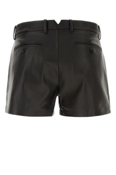 Shop Ami Alexandre Mattiussi Ami Unisex Black Leather Shorts