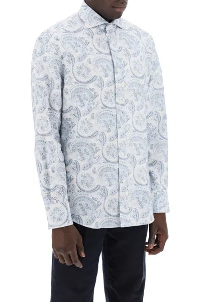 Shop Brunello Cucinelli Oxford Shirt With Paisley Pattern Men In Multicolor