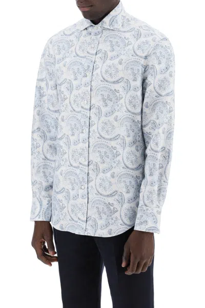 Shop Brunello Cucinelli Oxford Shirt With Paisley Pattern Men In Multicolor