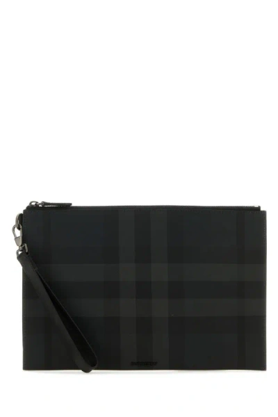 Shop Burberry Man Printed Canvas Large Check Clutch In Multicolor