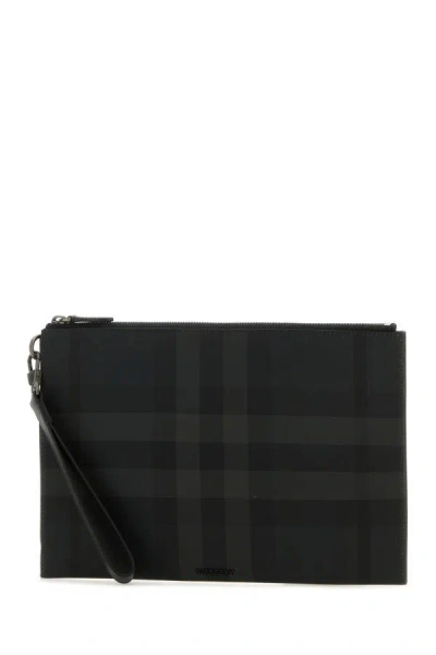 Shop Burberry Man Printed Canvas Large Check Clutch In Multicolor