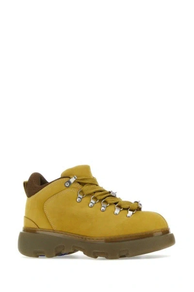Shop Burberry Man Sneakers In Yellow