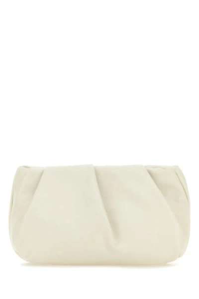Shop Burberry Woman Ivory Nappa Leather Rose Clutch In White