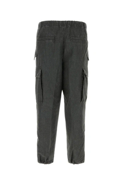 Shop Dries Van Noten Man Melange Charcoal Linen Blend Pentin Cargo Pant In Gray